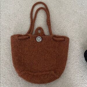 Brown- orange hand-made Woolen Tote Bag‎